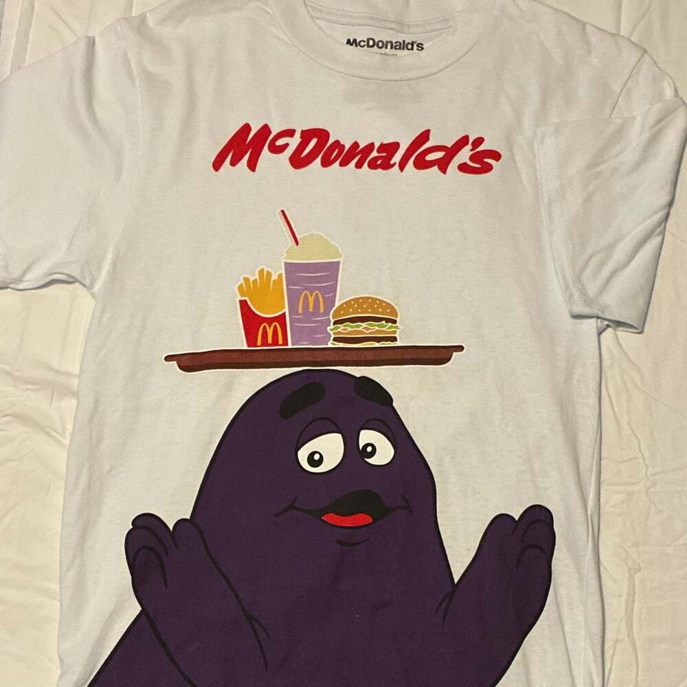 McDonald's Grimace Graphic Print White Cotton Crew Neck T-Shirt Short Sleeve S